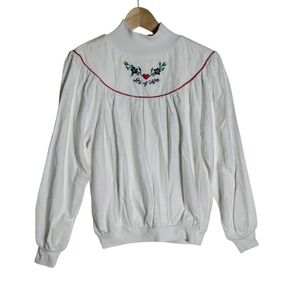 Lanz Of Salzburg High Neck Long Sleeve Cotton Top Size Large